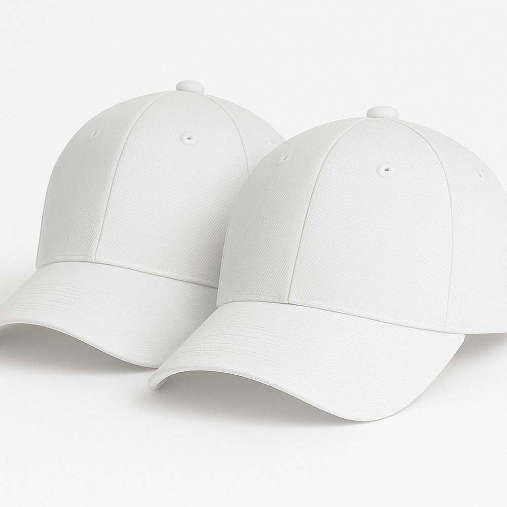 2 Pack White Structured Baseball Caps – Blank Adjustable Hats – Perfect for Embr
